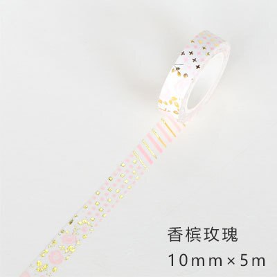 Golden Pink Foil Paper Japanese Masking Washi Tape Decorative Adhesive Tape Decora Diy Scrapbooking Sticker Label Stationery: 1
