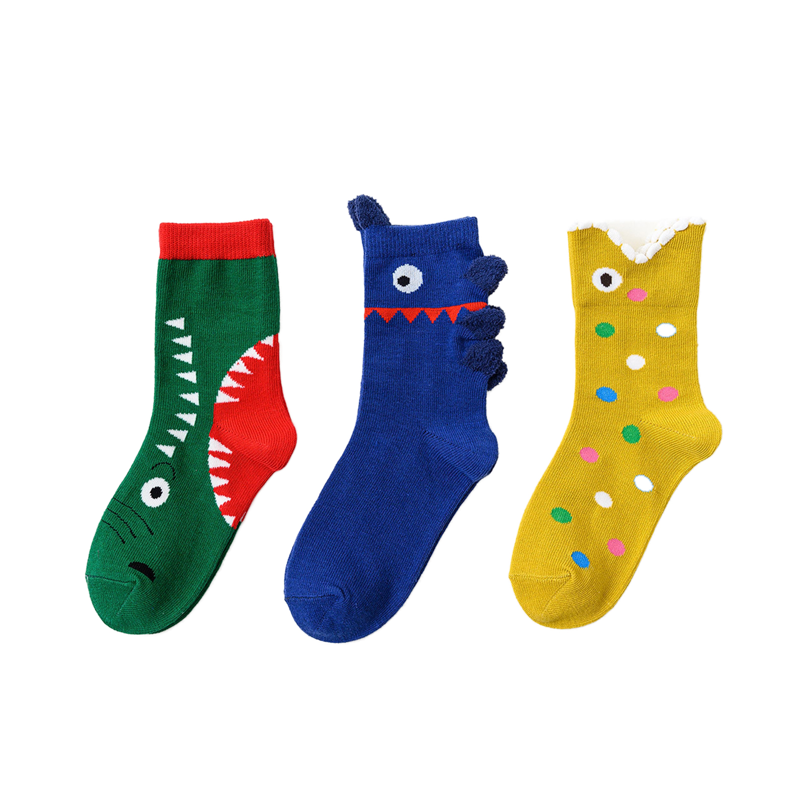 Nuovi calzini svegli delle ragazze dei ragazzi 3 Pcs creatività dei bambini calzini adorabili del cotone del modello stampato squalo del fumetto per l'autunno della primavera: 7-9 Y