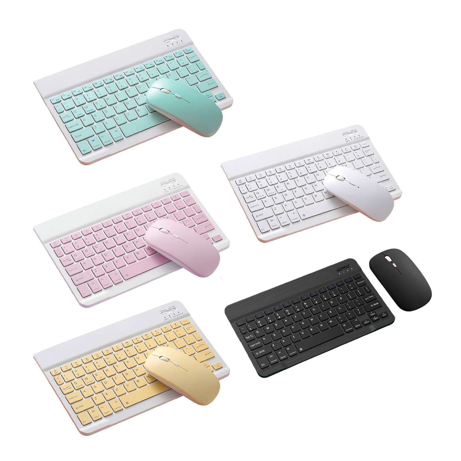 2.4GHz Ultra Slim Bluetooth Keyboard Mouse Comb Set Rechargeable Built in Battery for iPad Tablet PC Desktop Laptop