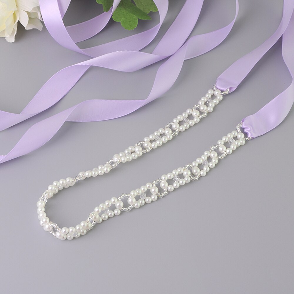 Trixy s246 pérolas faixas cinto de casamento cristal nupcial faixa marfim pérolas miçangas cinto nupcial faixa vestidos de casamento acessórios: lavender