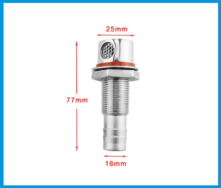 Évent de carburant universel pour bateau, Marine, en acier inoxydable 316, pour réservoir de carburant, avec joint, montage encastré, pour tuyau de 5/8 pouces: Straight