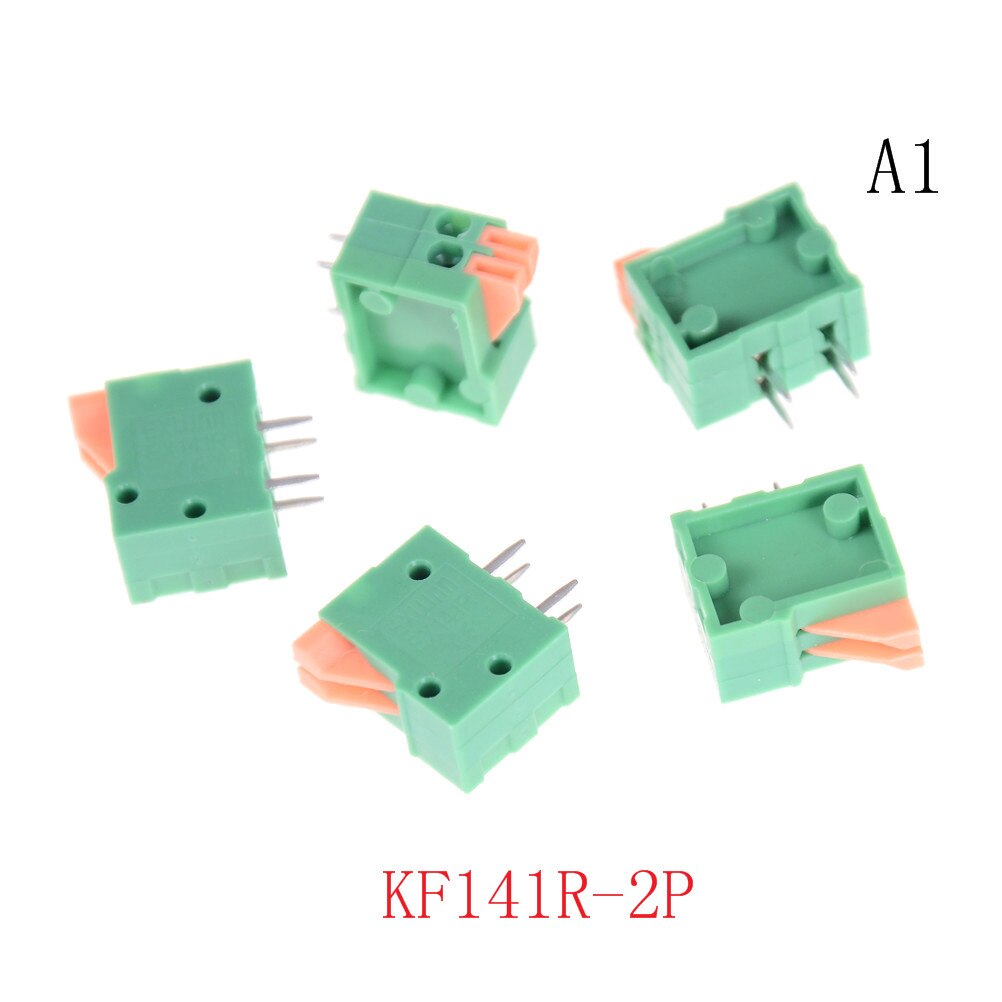 5 uds JETTING 2/3/4/5/6/7/8/9/10P KF141R KF141V 2,54mm conectores de paso PCB resorte bloque de Terminal verde de cobre flexible: 1
