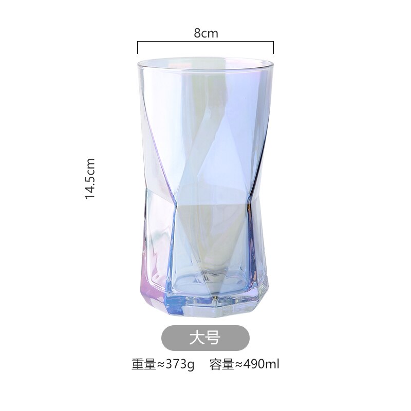 Farverig talje whisky glas kop uregelmæssige vinglas snapseglas brilliant whisky glas krus drikke kopper diamant form: L