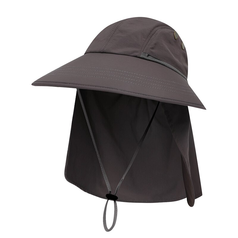 Outdoor Outdoor Fishing Ponytail Hats With Neck Summer Sun Hat Wide Brim UPF Sunshade Protection Packable Quick Drying: Deep Gray