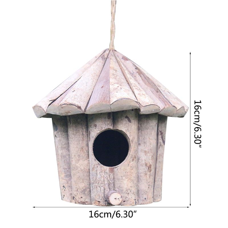 Handmade Wooden Environmental Protection Bird House Round Birdhouse Crafts Solid Wood Antiseptic Birds Nest