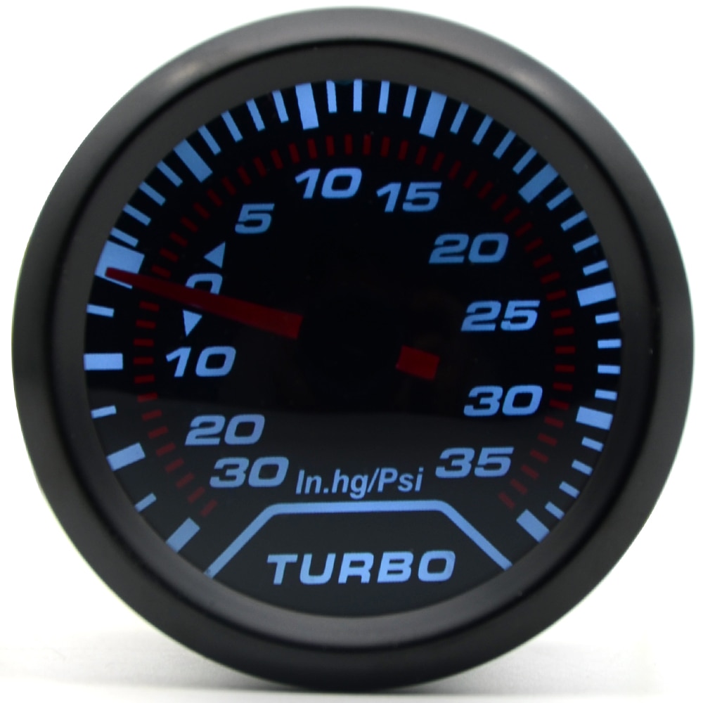 Jauge de voiture mécanique universelle Turbo Boost, 2 pouces 52MM, 35 PSI mètre, lunette LED blanche et noire