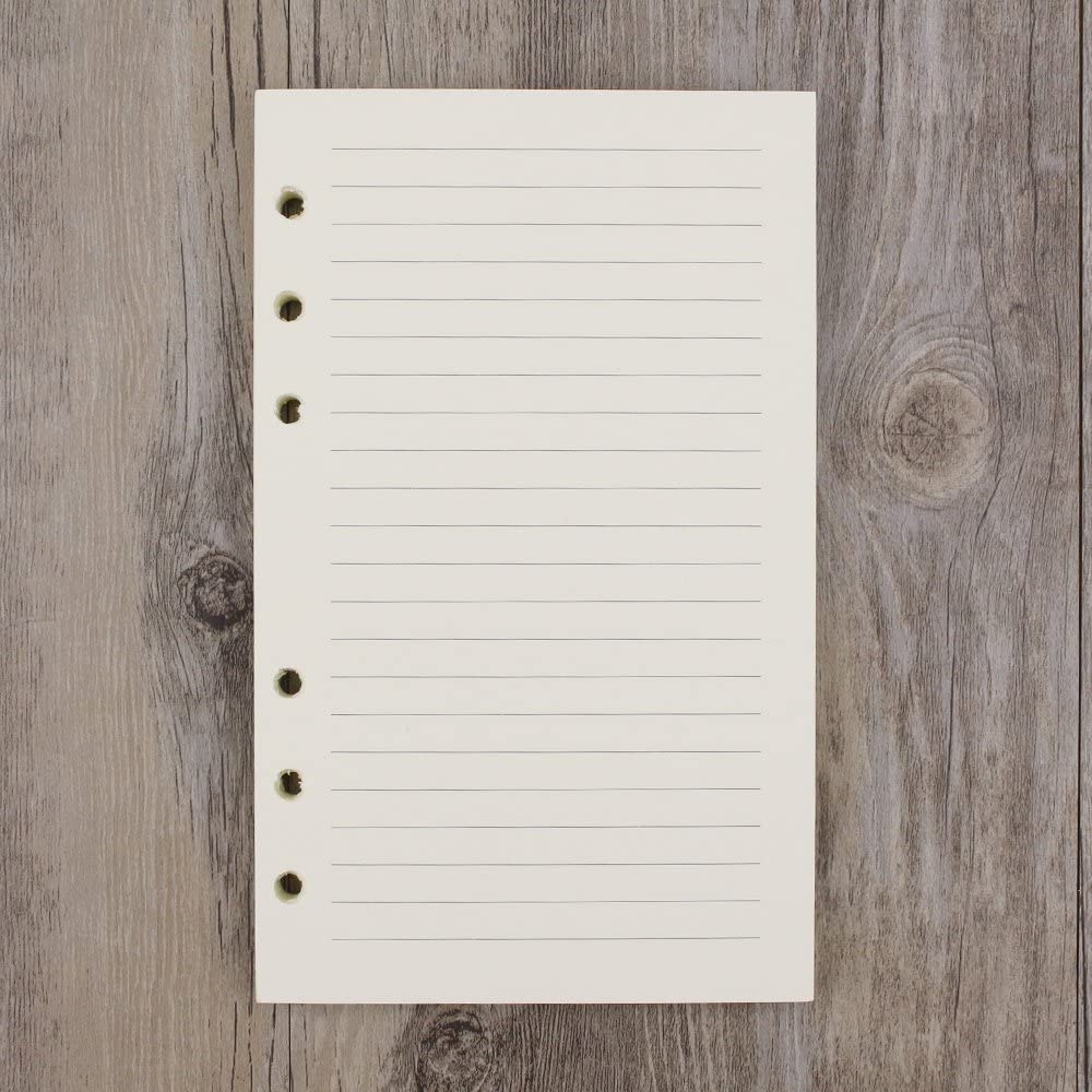 Kit de recharges A5/A6 6 trous, planificateur/organisateur, recharges par paquet, 90 Pages/45 feuilles par article (recharges régulières): A6 Horizontal Line