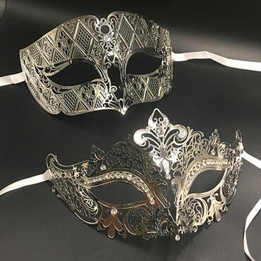 Luxus Metall Filigrane Strass Venezianischen Partei Maske Maskerade Paar Liebhaber WEIHNACHTEN Veranstaltung Hochzeit Maske viel: Silber