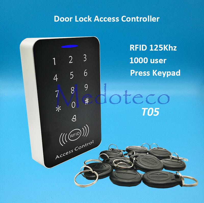125Khz Rfid Access Control System Card Door Lock Controller Keypad Door Access Controller: Black Keyfobs