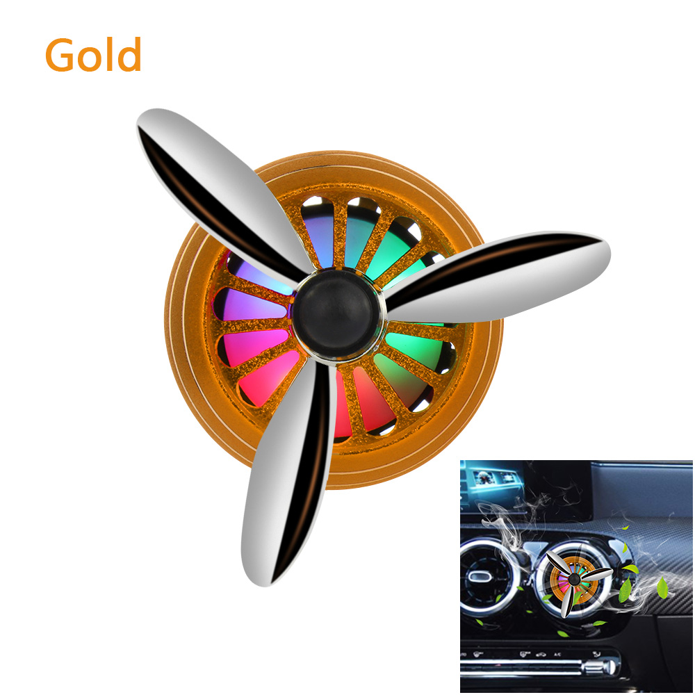 Lumière LED désodorisant pour voiture, hélice de l'armée de l'air, Clip de ventilation en forme de parfum, décoration de véhicule, ventilateur aromathérapie, accessoires d'intérieur pour voiture: Gold