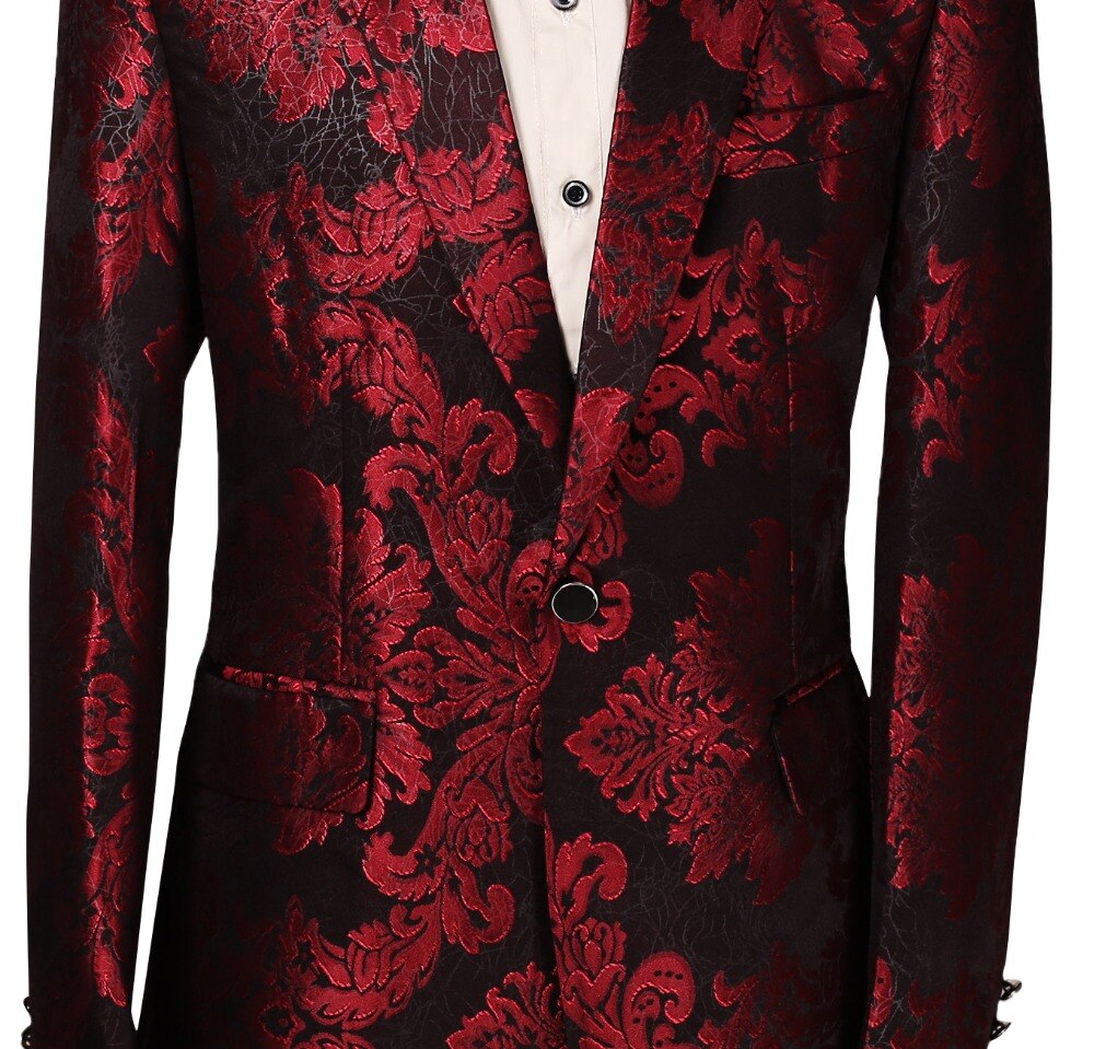 EU size Men Suit Jacket Red Jacquard Jacket Blazes Homme Marriage Masculino Best Men's Blazer Plus 6XL