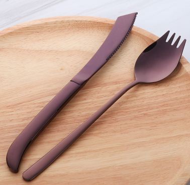304 Stainless Steel Rainbow Color Steak Knife Western Style Dinner Knives Tableware Set Sharp Cutlery Dinnerware Accessories: 1set color6