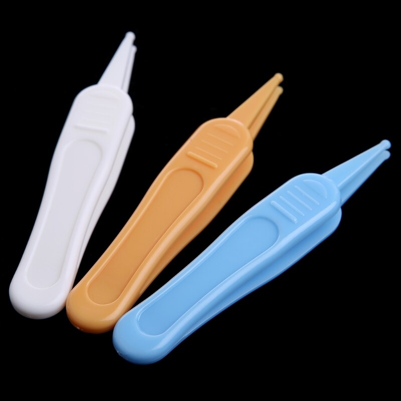 Pince à épiler de nettoyage de nombril de nez d'oreille de soin de bébé pince de nettoyage en plastique