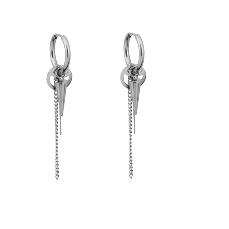 Pendientes de Punk para hombre, aretes cruzados de acero inoxidable con Clip de cadena, sin Piercing, pendiente de oreja para hombre y niño, joyería: EDH010312