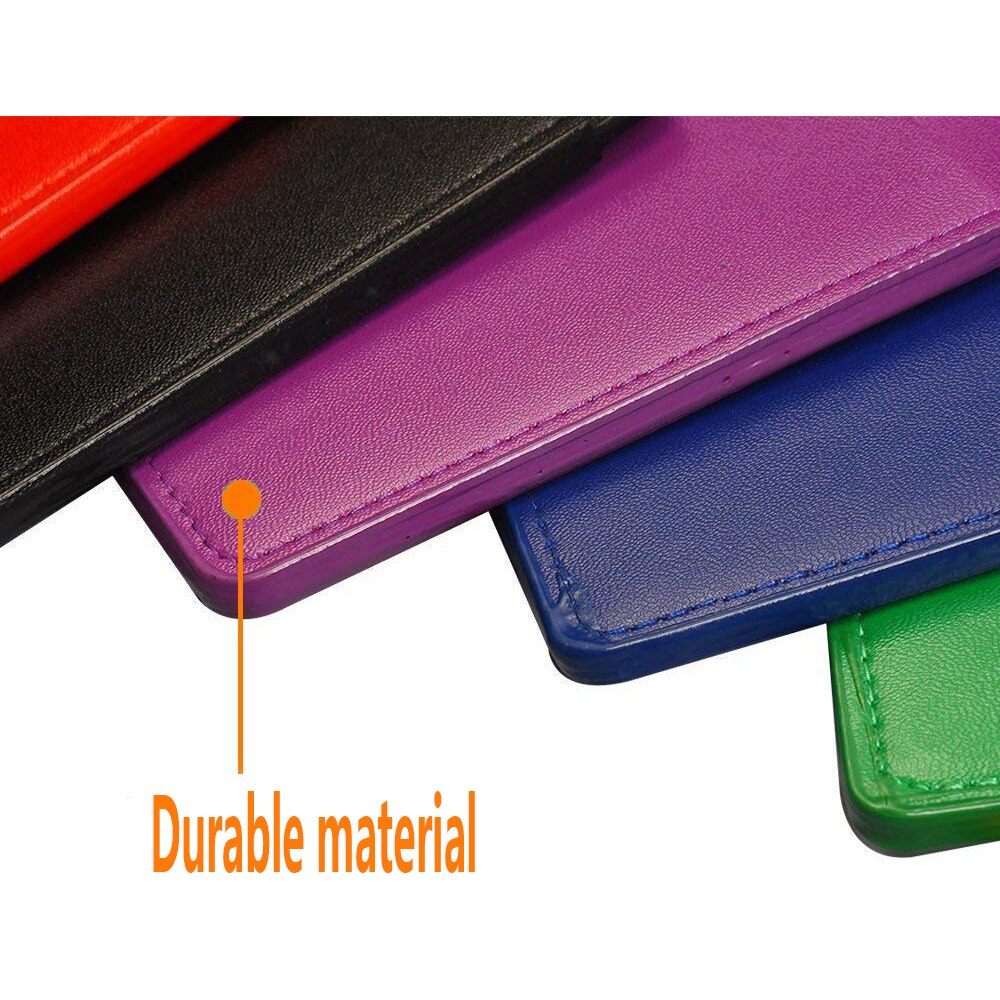 Heavy Duty Badge Holder Leather ID Card Holder With Clear ID Window Wallet Case 2-Sided Horizontal Business Name Card Organizer