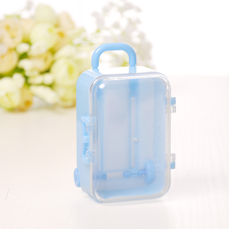 1 Uds Mini maleta Caja forma Cajas de caramelos para bodas favores Recepción de dulces suministros de de año: Azul cielo