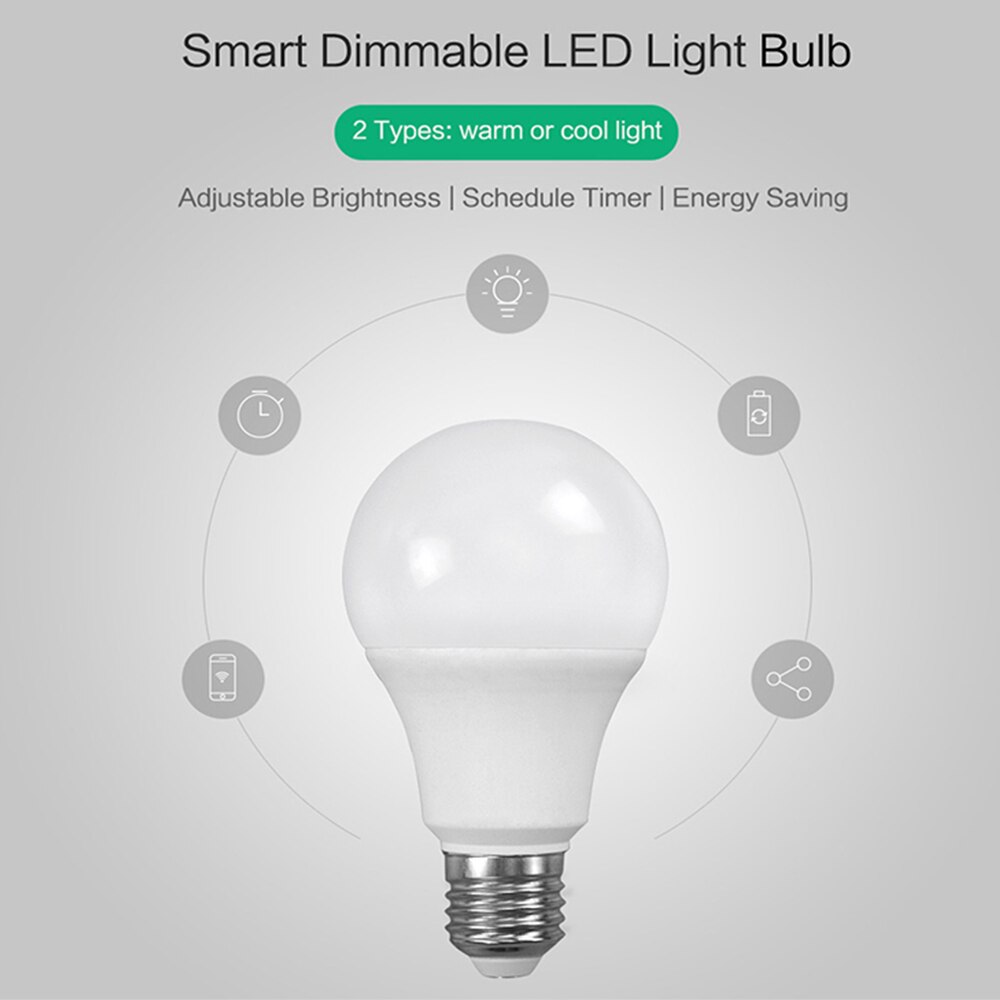 Timethinker inteligente Luz de WiFi con LED Bombilla aplicación ewelink 5,5 W E27 lámparas LED cálido frío luz regulable Compatible con Alexa de Google