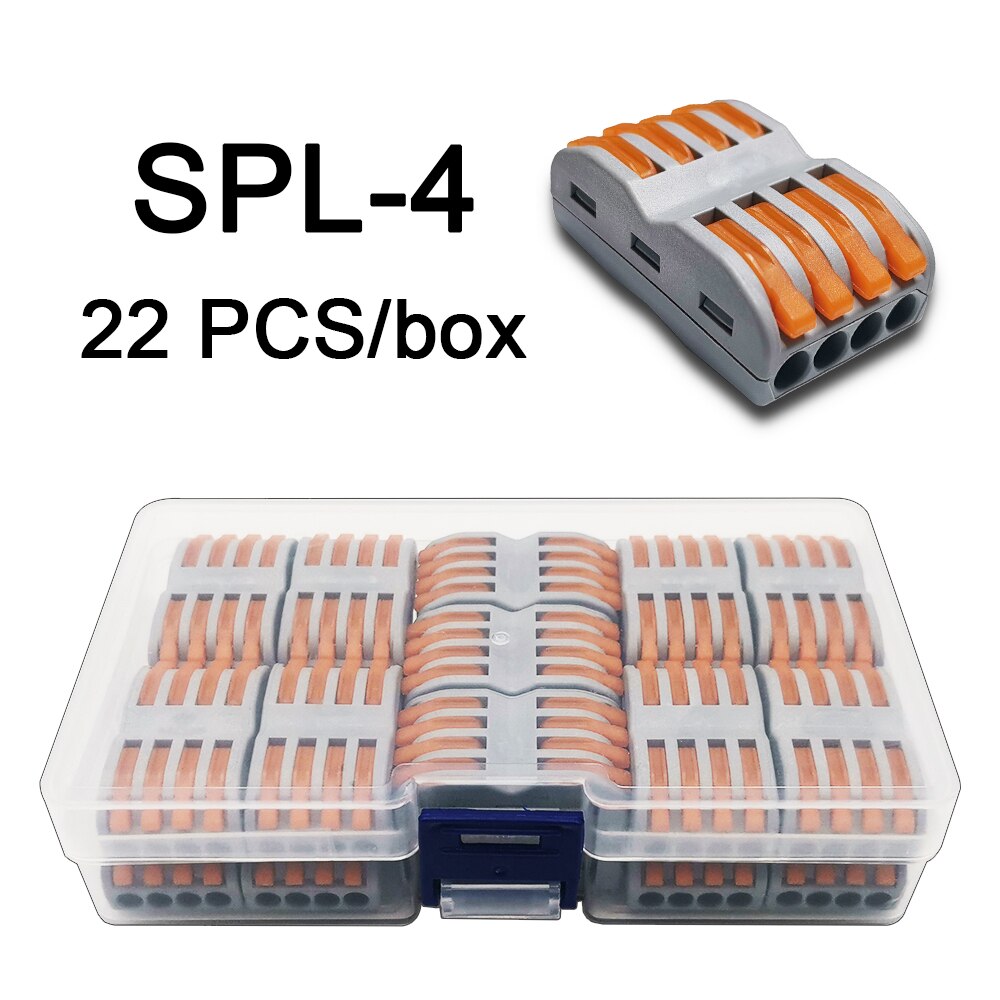 Mini Fast Boxed Wire Connector SPL-2/3/4 SPL-42/62 Compact Conductor Spring Wiring Connector Conductor Push-in Terminal Block: SPL-4 22PCS