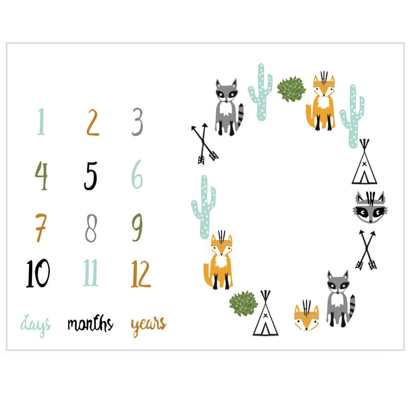 Karikatur aufbringen Kleinkind Baby Meilenstein PhotoProps Hintergrund Decken Spielen matt Hintergrund Tuch Kalender Foto Zubehör: 3