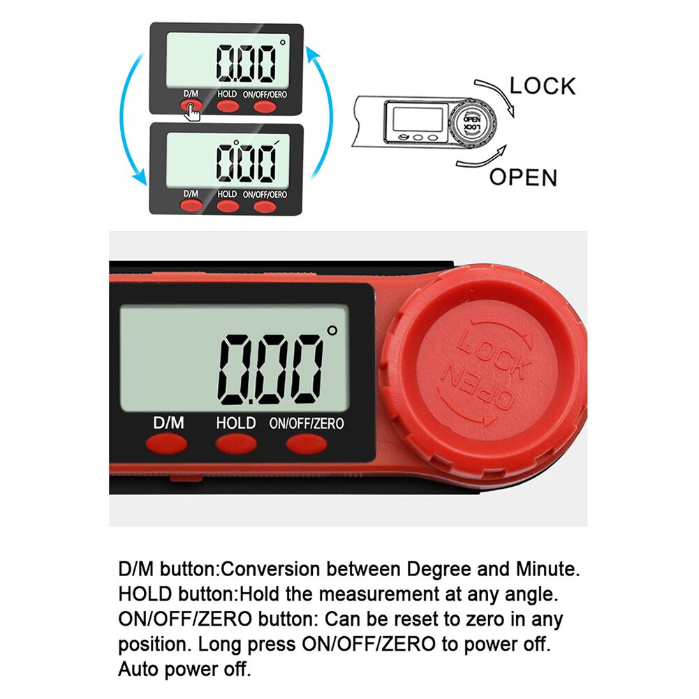 0-180mm 0-200° Digital Meter Level Ruler Angle Inclinometer Angle Ruler Electron Goniometer Protractor Angle Finder Measuring