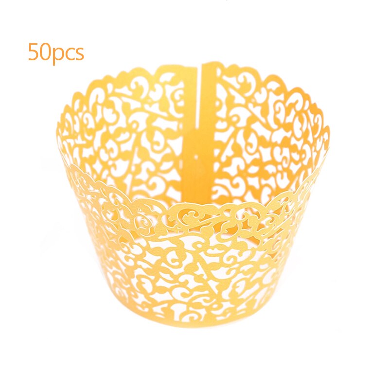 Mini Wedding Cupcake Wrappers Muffin Wrappers Diy Tulip Cupcake Liners/Cups Cupcakes Wrapping Paper White/Blue/Rose Gold 084: F 50pcs