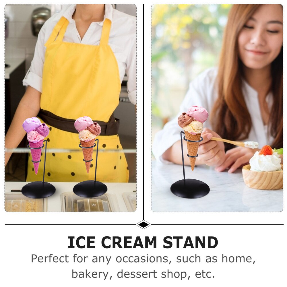 1Pc Practical Ice-cream Cone Shelf Iron Art Ice-cream Display Bracket for Party