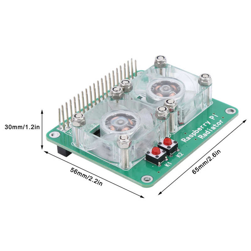 Dual Cooling Fan Transparent Heatsink Cooler Radiator for Raspberry Pi 3A+ 3B 3B+ 4B DC5V CPU Cooling Fan Parts