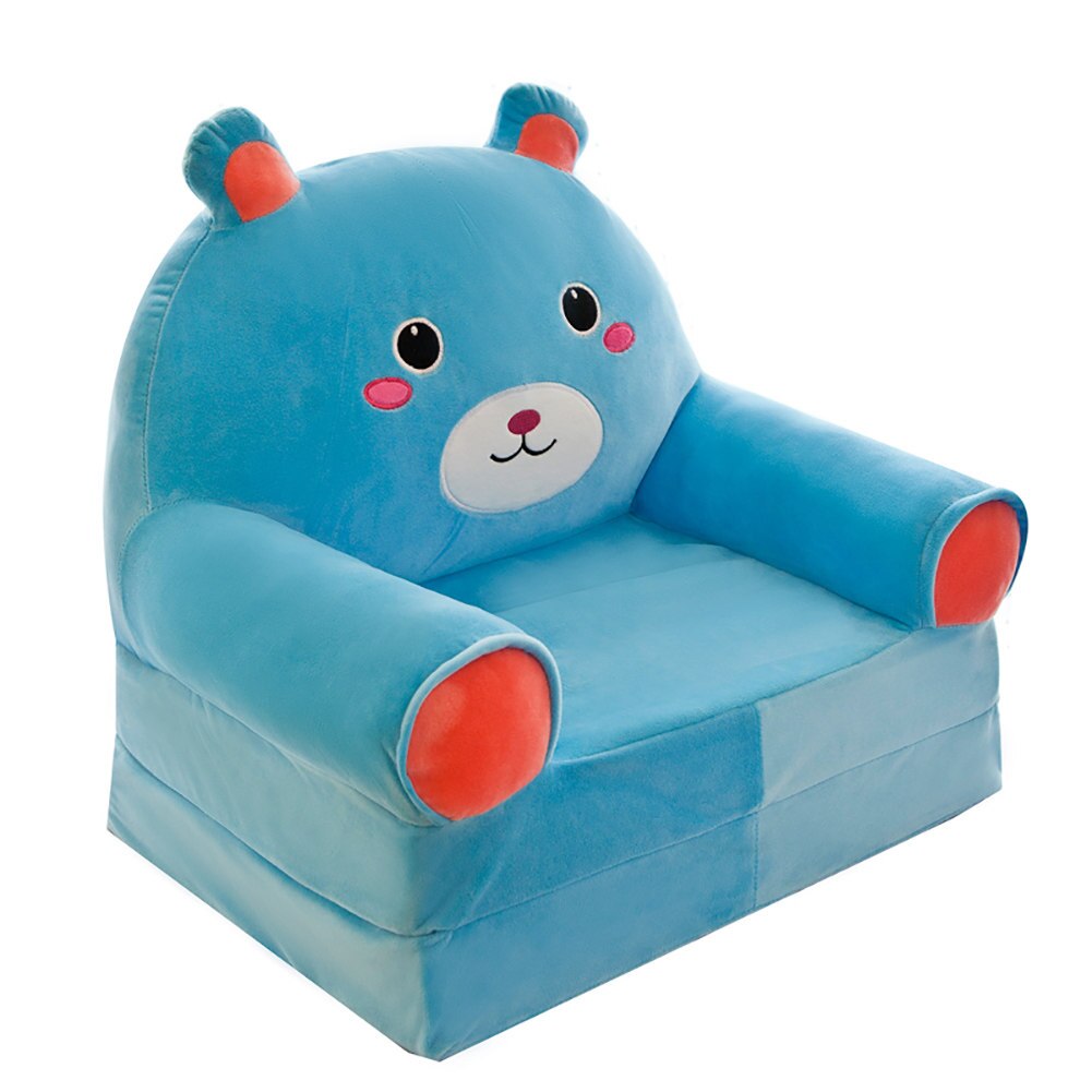 Johnear børnesofa sød tegneserie dyr sækkestol lænestol ryglæn stol børnesofa support sæde til legerum soveværelse: Blå