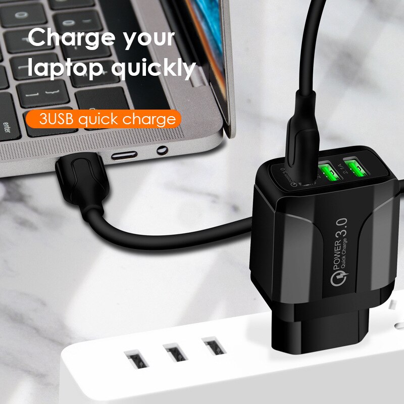 Quick Lading Qc 3.0 Fast Charger 3 Multi-Poort Usb Draagbare Opladen Telefoon Oplader Voor Iphone Samsung Xiaomi huawei