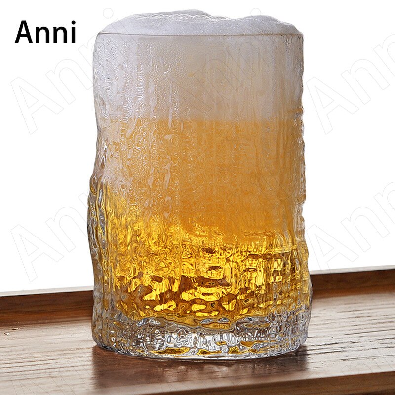 Glacier Texture Crystal Wine Glasses Nordic Modern Golden Stroke Colorful Bar Restaurant Cocktail Glass Home Drinkware