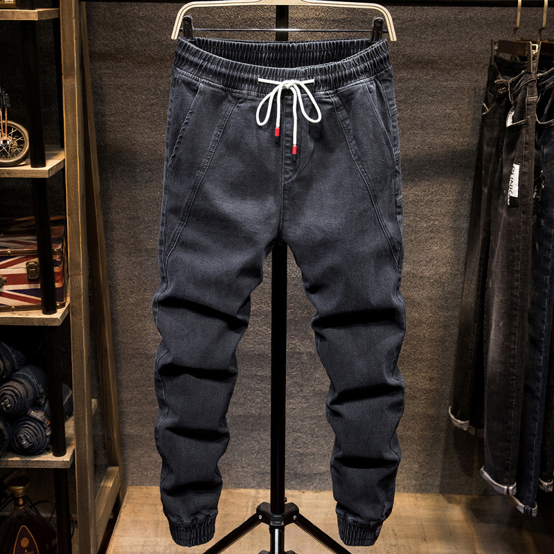 Mænd jeans bukser bomuld elastisk afslappet denime bukser joggingbukser plus størrelse 5xl 6xl 7xl yjj 09: Sort / 7xl