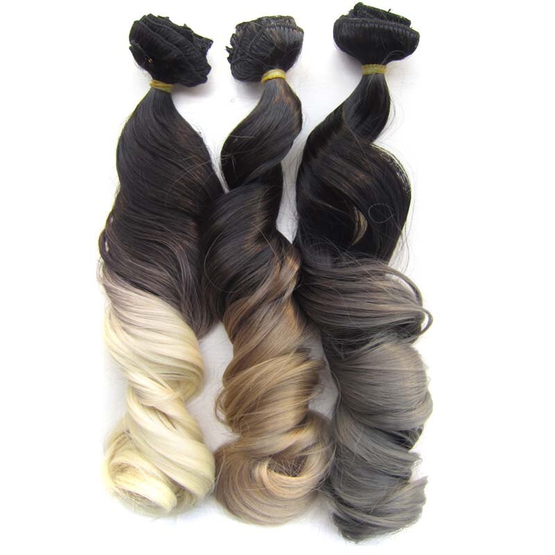 Extensiones de pelo sintético ondulado 7 unids/set, Clip de 22 pulgadas, 100g, Color negro, marrón, degradado postizo, resistente al calor
