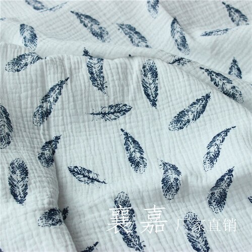 135Cm X50cm Zachte Dunne Dubbele Crêpe Veer Textuur Bloemen Katoen Stof, Maken Shirt, Jurk, ondergoed, Doek 160 G/ml: white feather