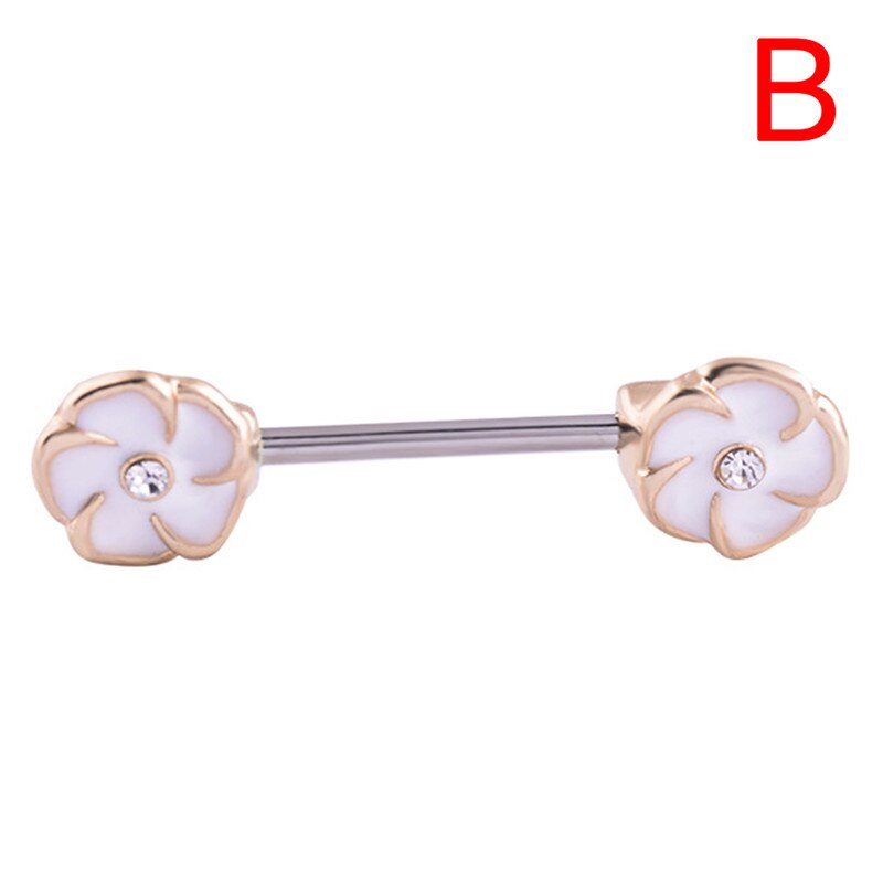 2 pièces mamelon Piercing Barbell 14G crâne fleur flèche mamelon bouclier charmant mamelon anneaux pour les femmes corps Piercing bijoux: 6