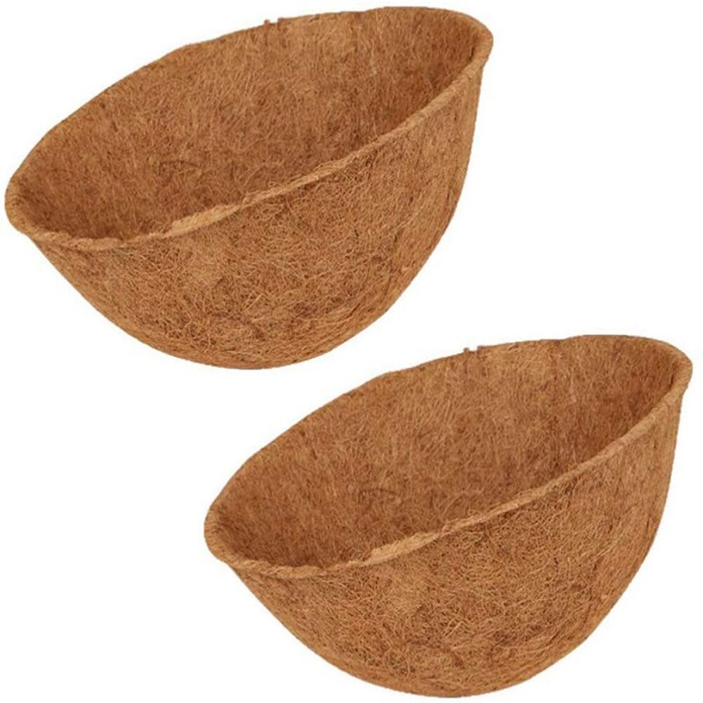 Hanging Coconut Flower Pot Basket Liners Garden Planter Coconut Palm Cushion Replacement Mix Soil Lock Mat Hanging Basket: 2PCS  10 inches