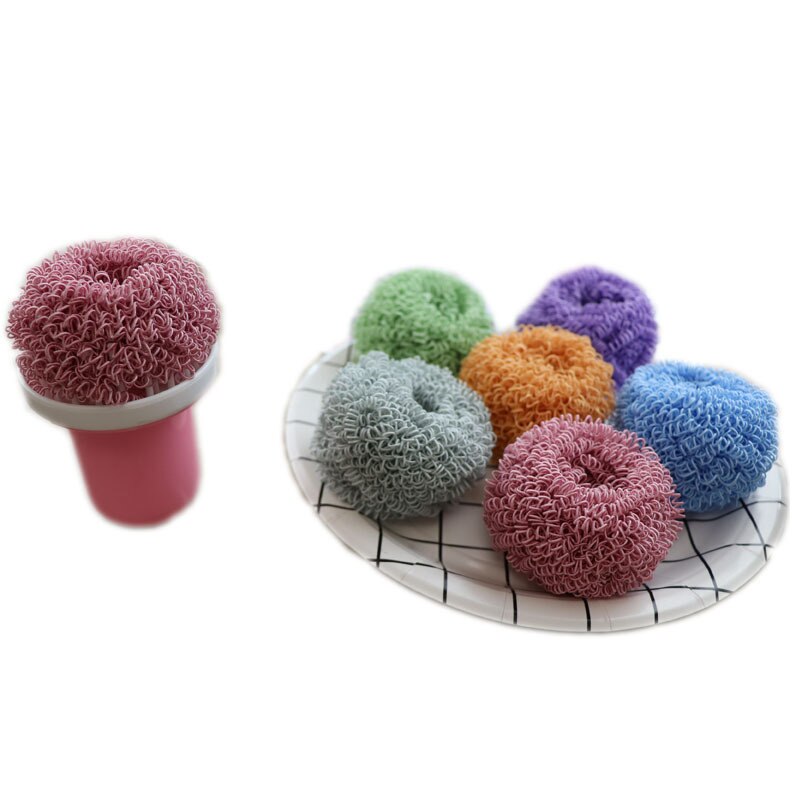 Kitchen non-stick brush nano-planting clean ball fiber steel ball with handle