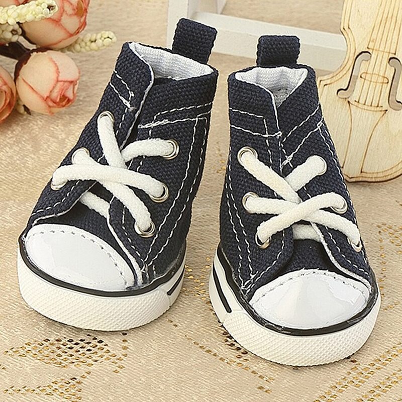 4PCS Denim Dog Shoes Breathable Pet Dogs Canvas Shoes Teddy Boot Skidproof Outdoor Casual Canvas Puppy Sneakers Pet Products
