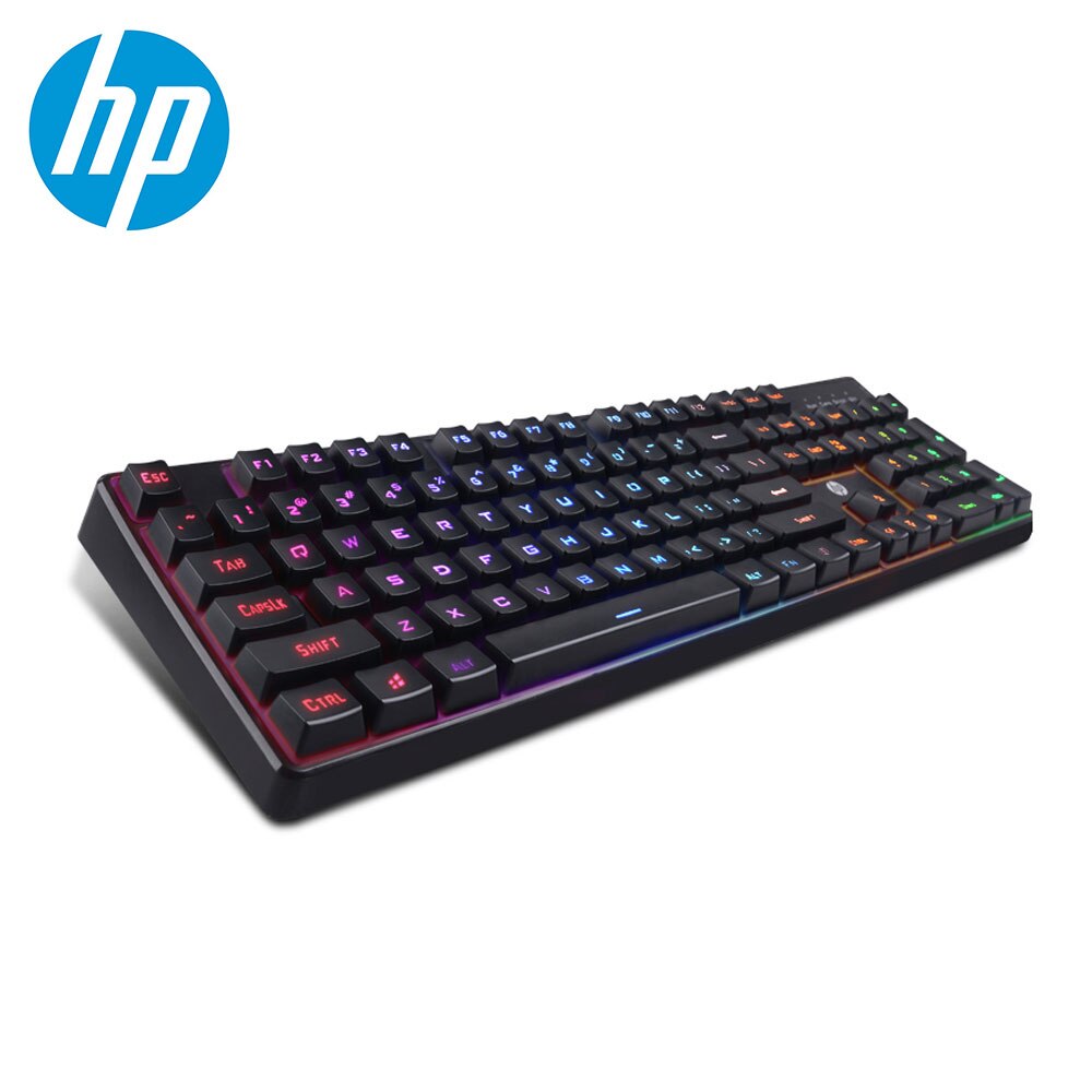 HP K300 Wired Waterproof Gaming Keyboard Mechanical Feeling Ergonomic LED Backlit 104 Keys Computer Gamer Keyboard: Black
