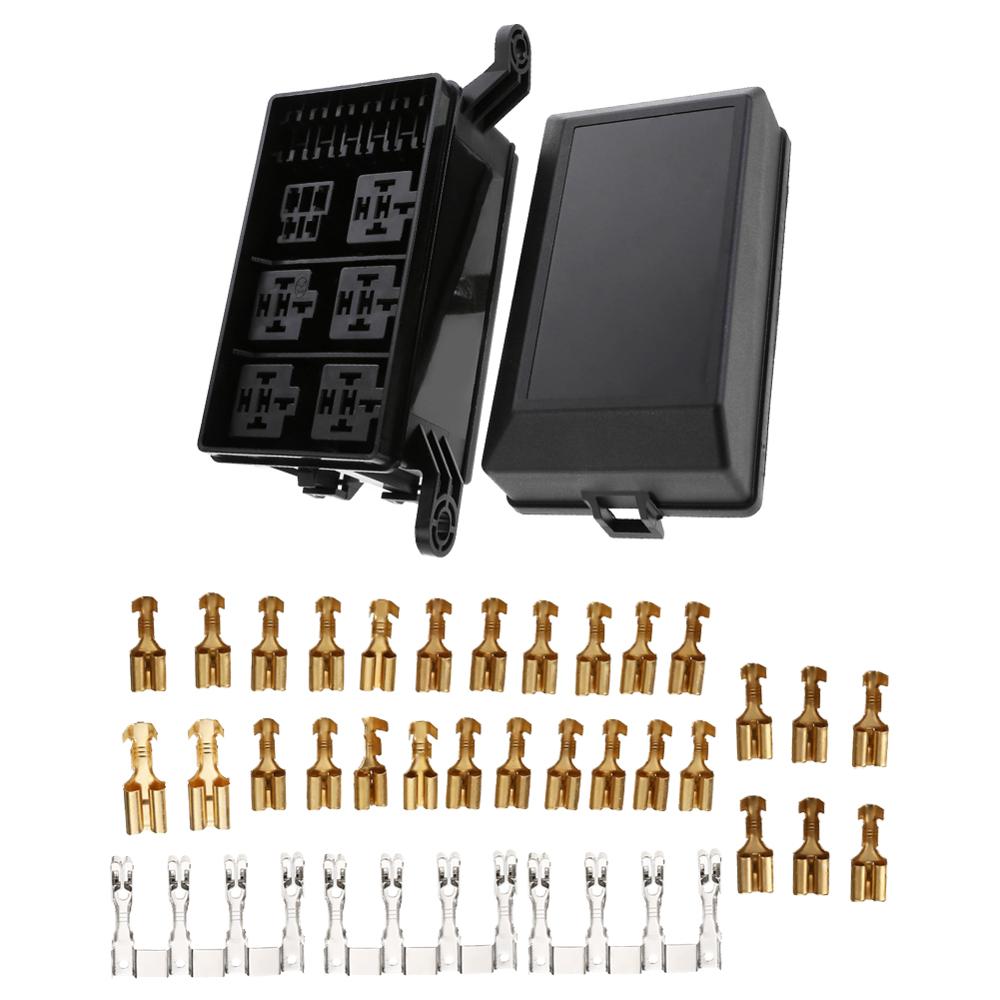 Universal Automotive Fuse Relay Holder 12-Slot Relay Box 6Relays 6 ATC/ATO Fuses Relay Box Block Auto Car Accessories