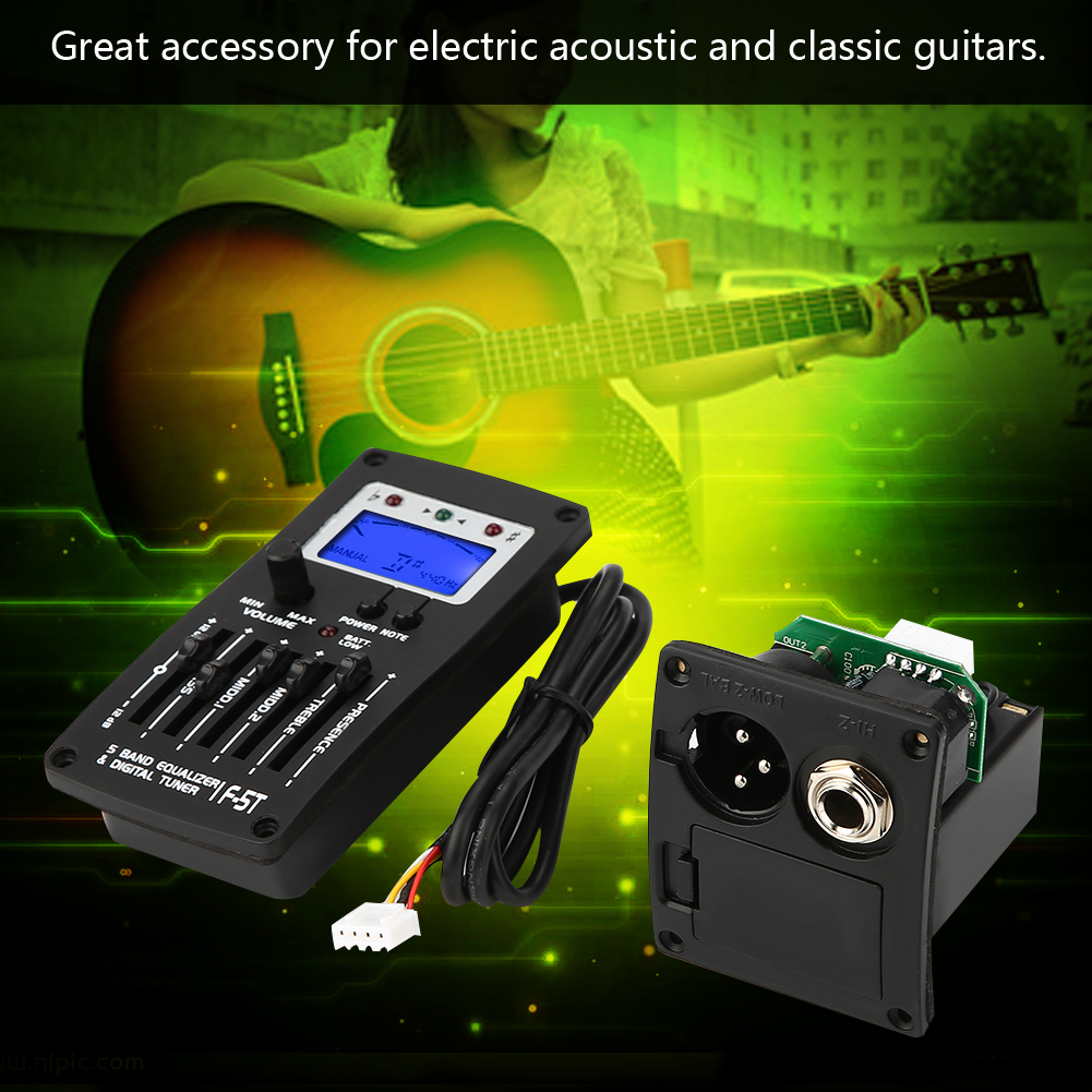 F-5T 5Band Equalizer Digitale Tuner Pick-Up Voor Elektrische Akoestische Klassieke Gitaar