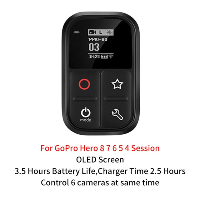 TELESIN-mando a distancia con Wifi y Bluetooth para GoPro, dispositivo con pantalla para Go Pro Hero 10, 9, 8, 7, 6, 5, 4 Session, 80M: For 45678 Max