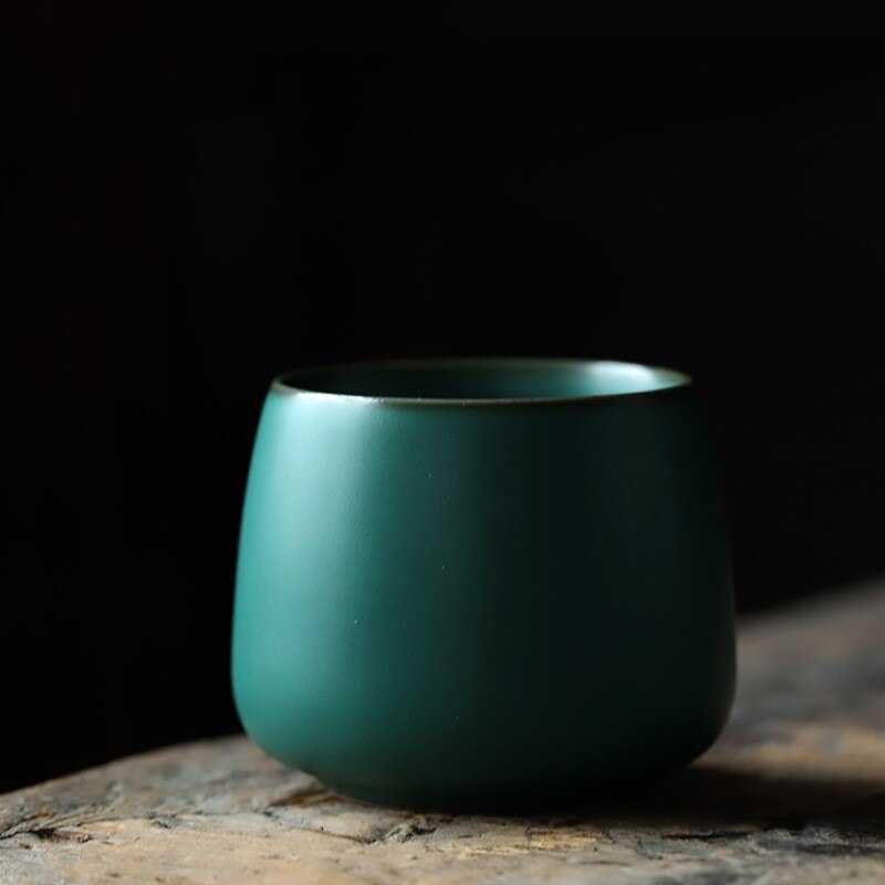 Tasse à thé en céramique de Style japonais, service à thé Kung Fu, service à thé, couleur, glaçage, poterie, tasse à thé fait à la main, rétro pour la maison: Dark green