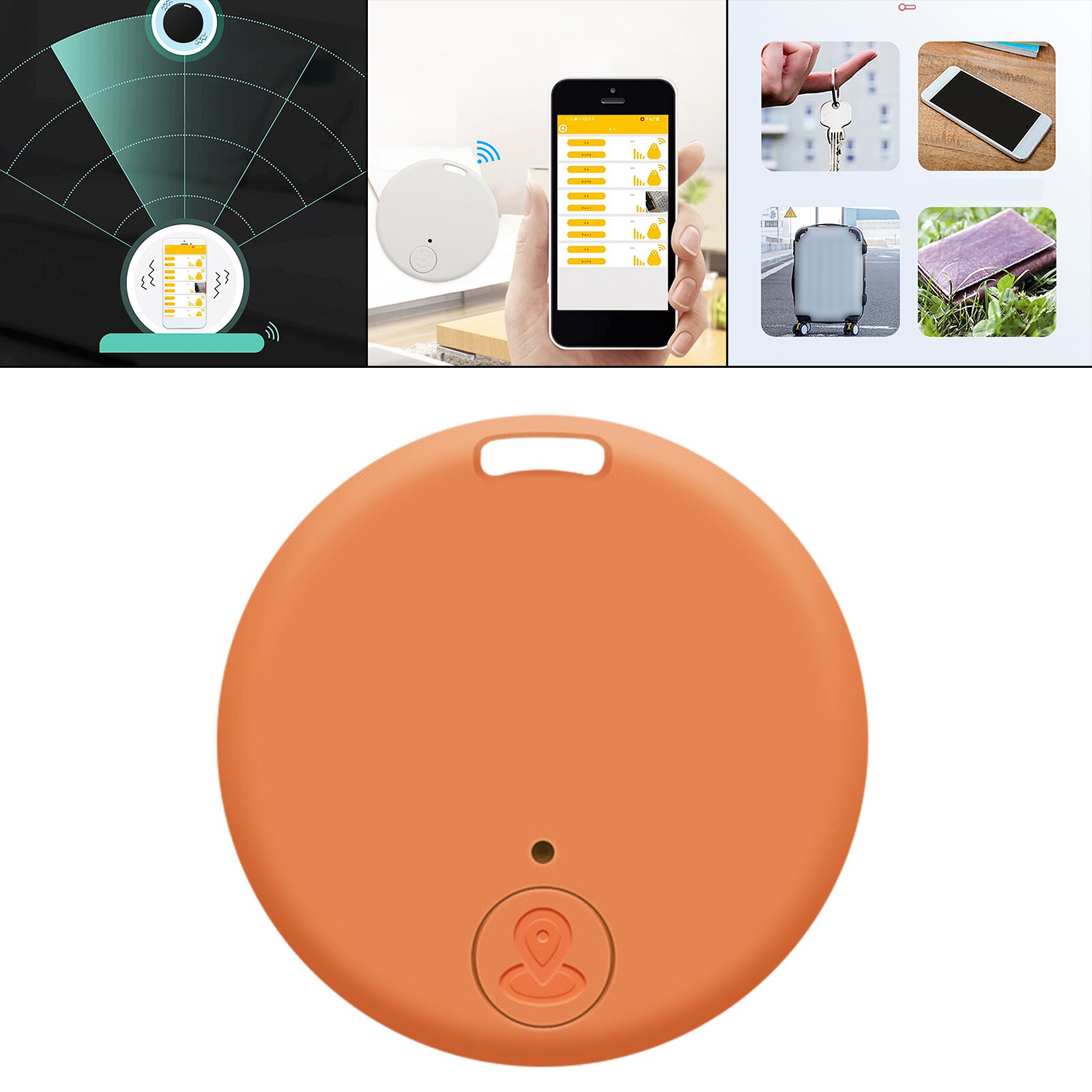 Bluetooth Tracker Key Finder Location Keychain Device Photo Control CR2032 Battery for Keys Purse Wallet Backpacks: Orange