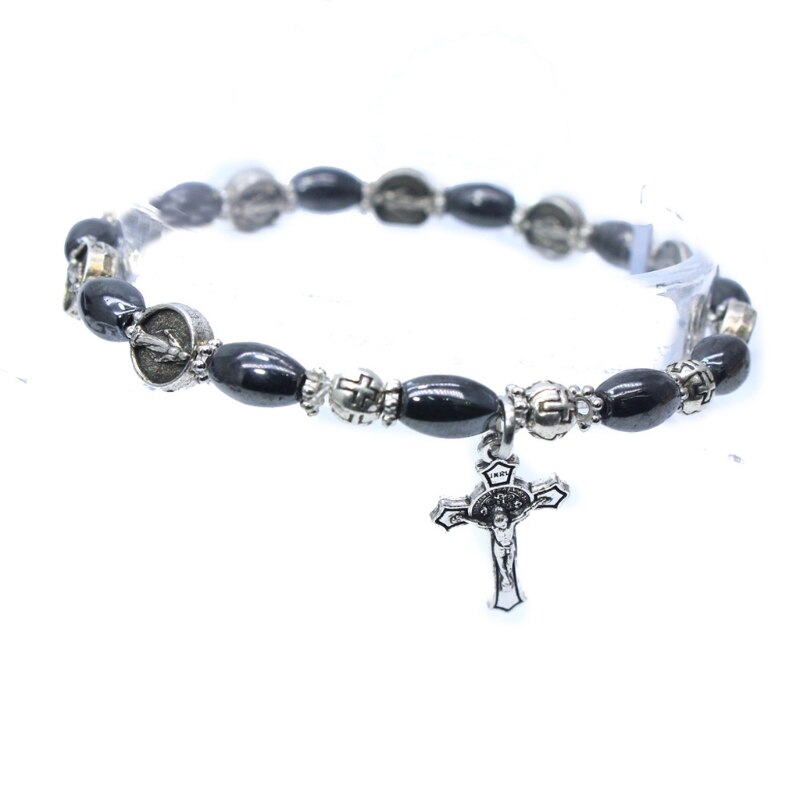 4 Stijlen Saint Benedict Medaille Kralen Stretch Rozenkrans Armband Katholieke Religieuze Dragen Crucifix Cross Armbanden Kit Unisex