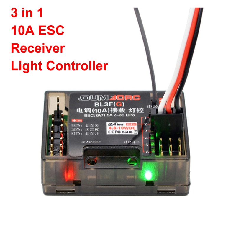 Dumborc BL3F BL3F(G) 2,4G 3 en 1 6CH receptor con Gryo controlador de luz ESC w/6V 1.5A BEC para 1/12 1/14 1/16 RC piezas de coche