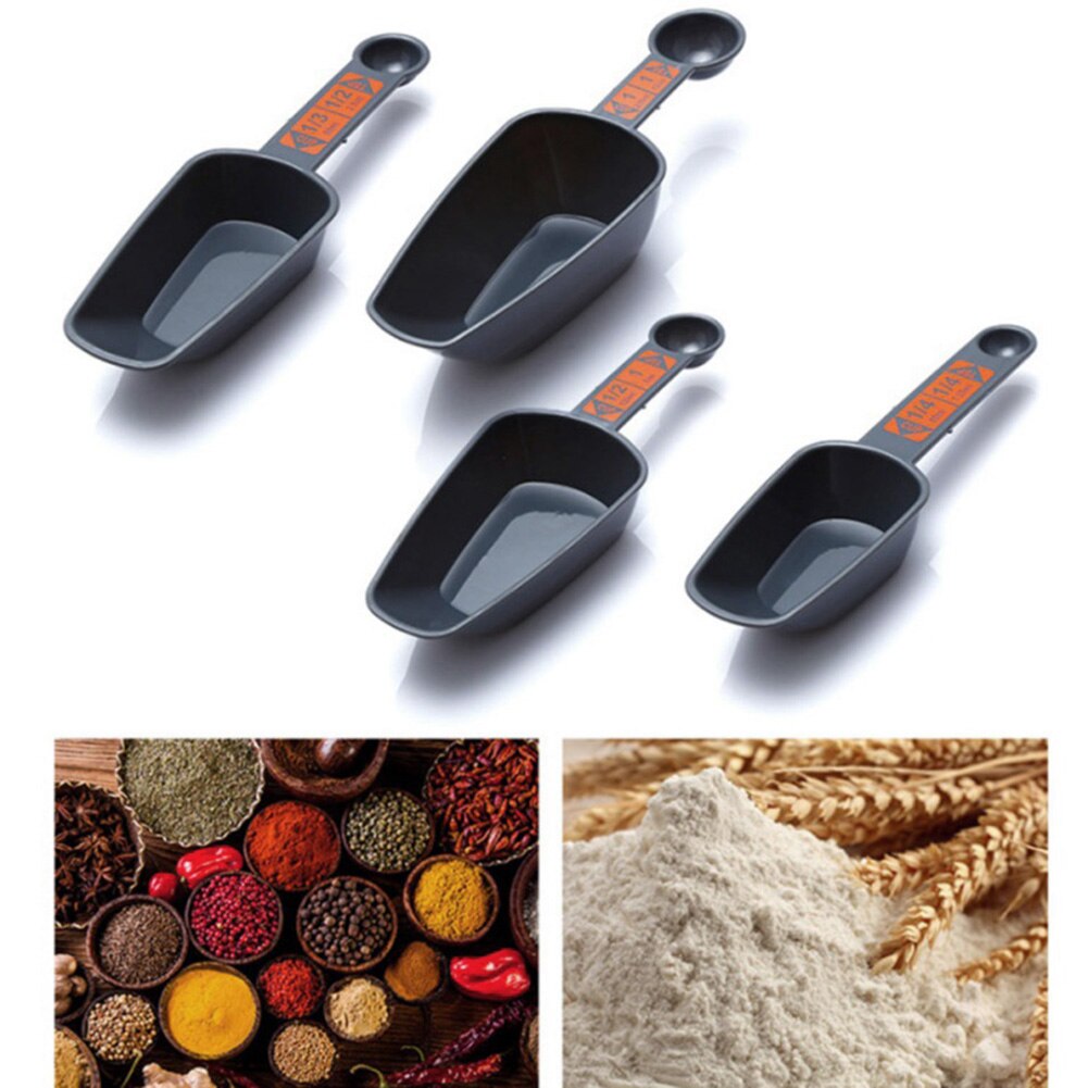 4 unids/set de plástico extremo doble harina cuchara de medir café cocina herramientas para hornear