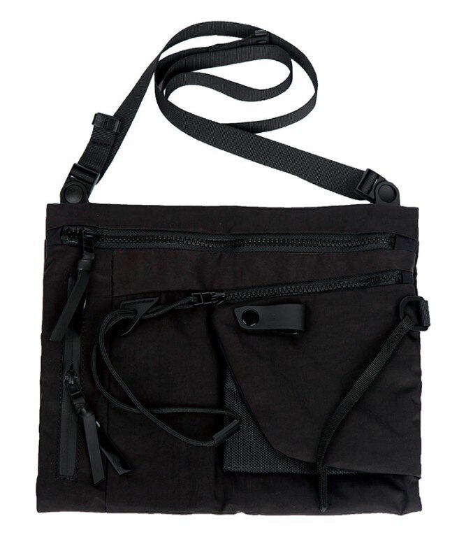 Funktion Männer Bote Taschen Streetwear Schulter Tasche Hochwertige Wasserdichte Reisetasche Männer Straße Stil Hüfte Crossbody Brust Tasche: Schwarz