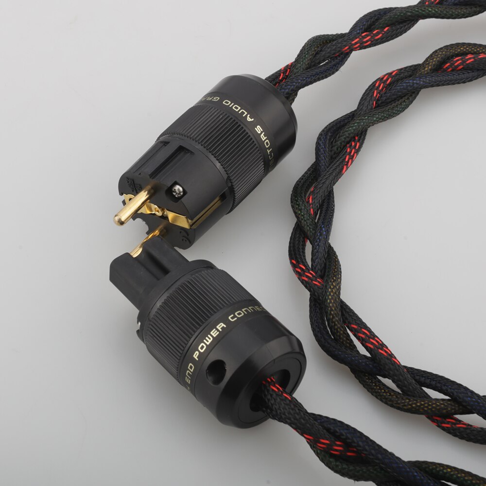 P103 Audiocrast Schuko Mains Power Cord Cable HIFI CD Amplifier Amp EU Power Plug Cable Braided AC Power Kabel