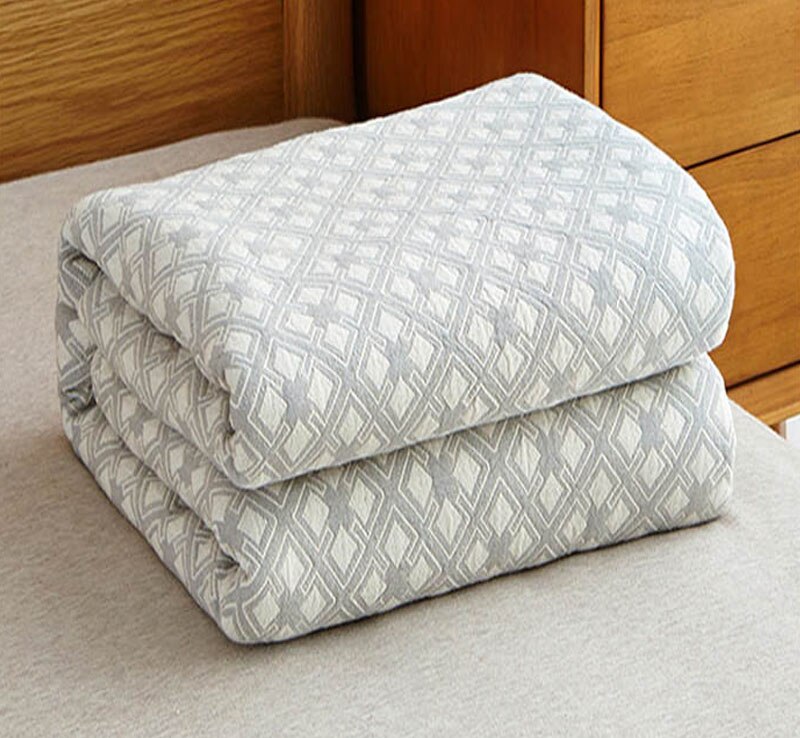 100%  bomullstvätt gasväv handduk täcke/filt/kast (labyrint pläd) handduk filtar sängkläder set täcke lakan soffa: Ljusgrå / 150 cm x 200cm