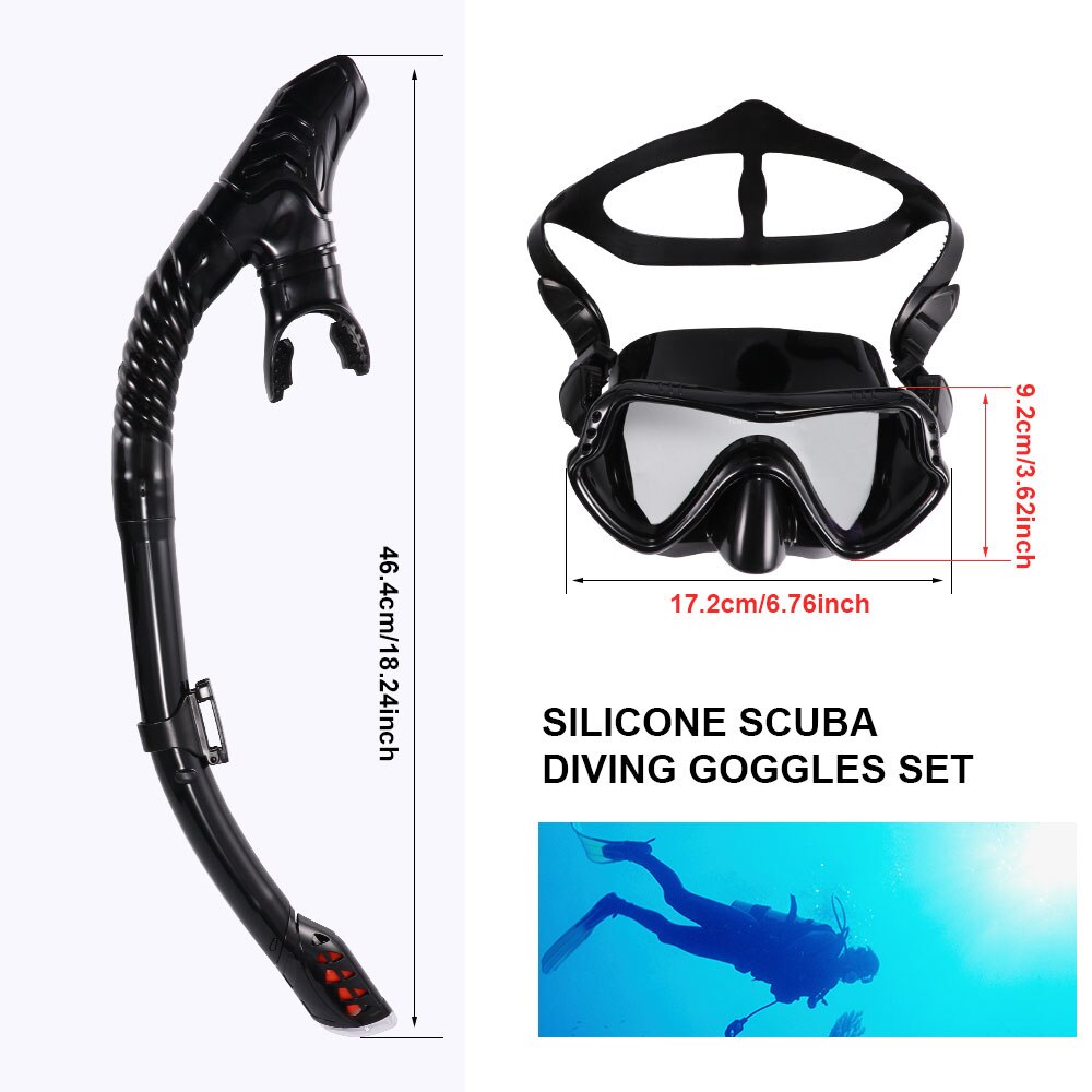Professional Diving Mask & Snorkel Set - Anti-Fog Goggles - Silicone - Adult Swimming Fishing Gear